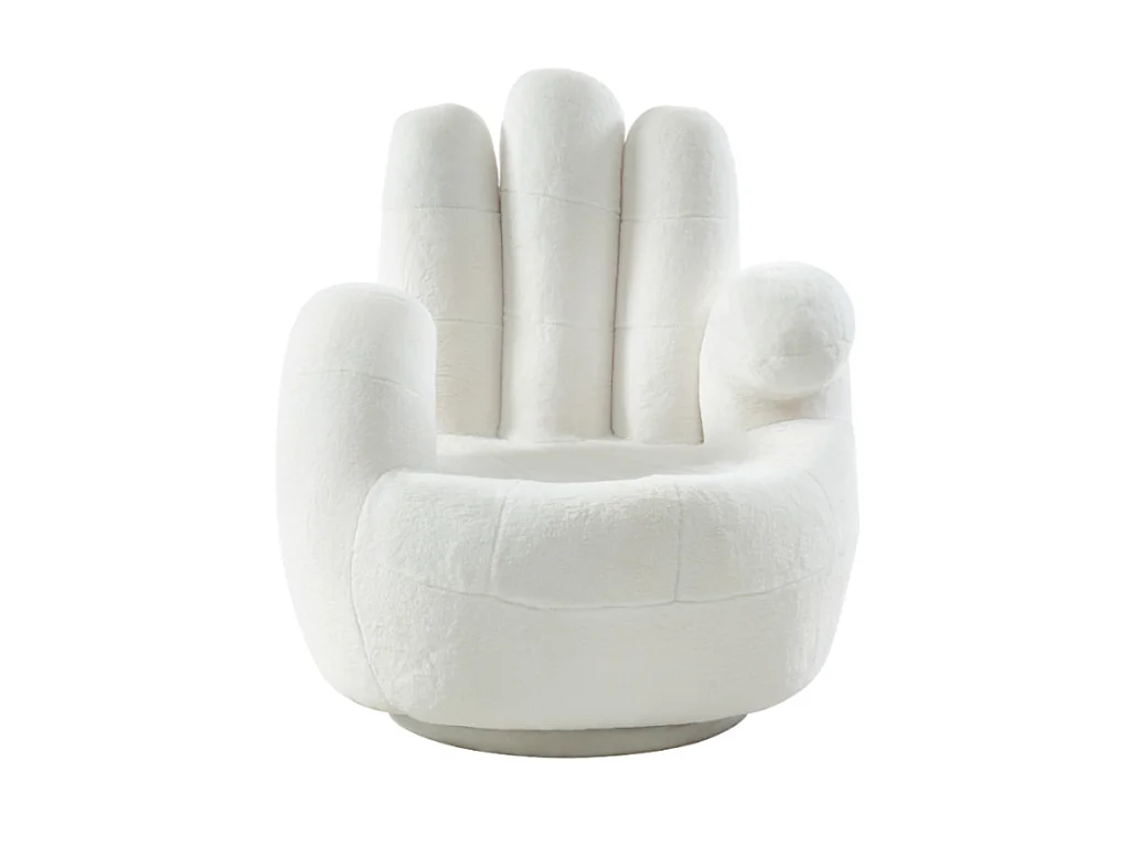 Fingersessel drehbar - Kunstpelz - Weiß - CATCHY