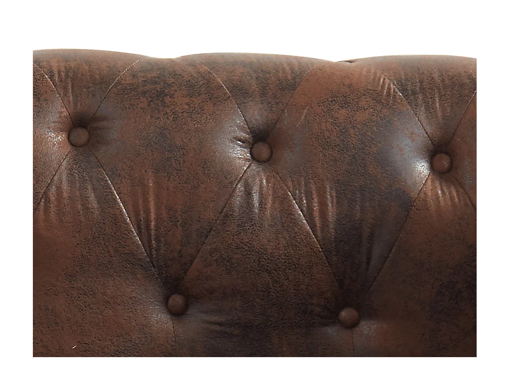 Szezlong prawostronny chesterfield SHIREL z mikrofibry o wyglądzie postarzanej skóry