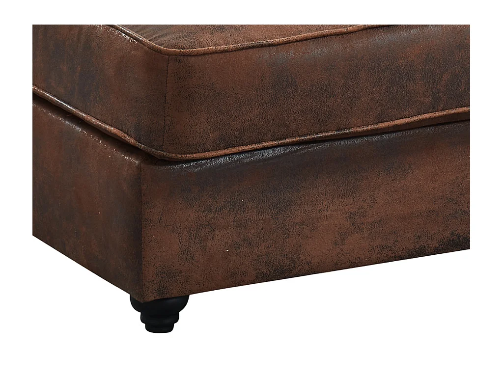 Szezlong prawostronny chesterfield SHIREL z mikrofibry o wyglądzie postarzanej skóry