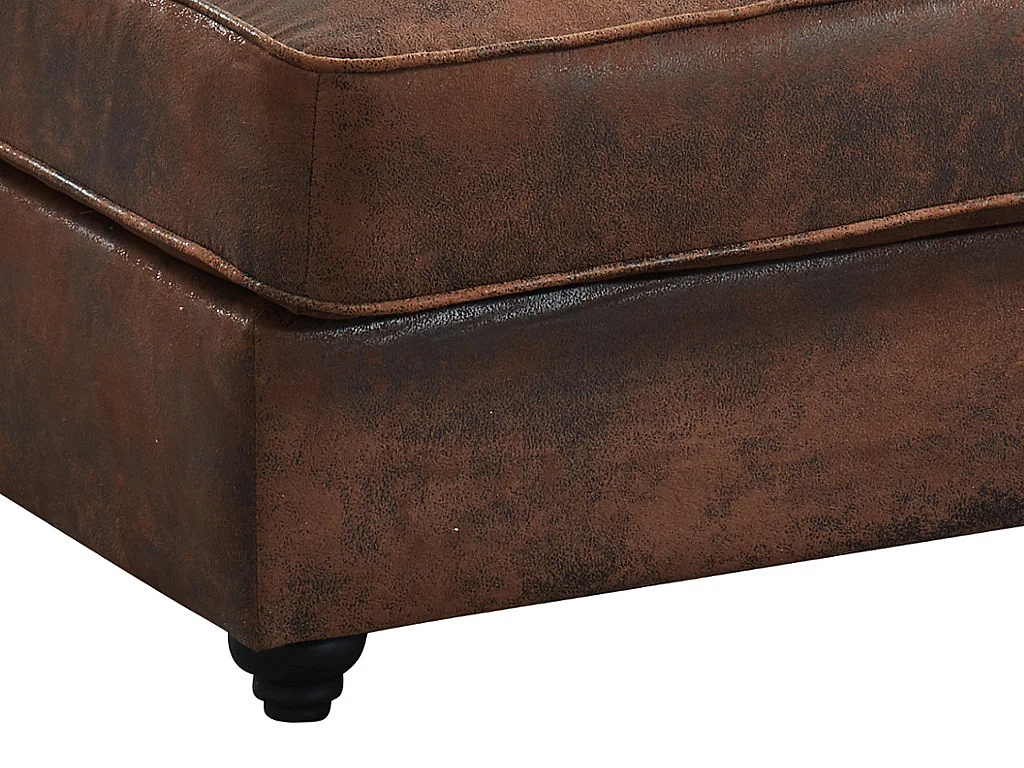 Méridienne droite chesterfield en microfibre aspect cuir vieilli SHIREL