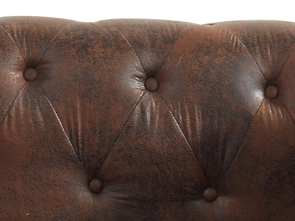 Méridienne droite chesterfield en microfibre aspect cuir vieilli SHIREL