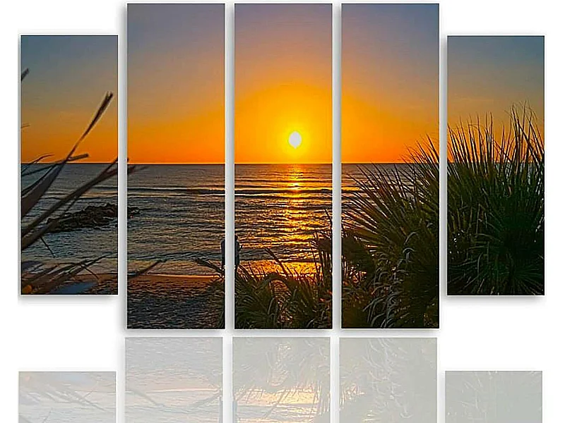 Tableau coucher de soleil sur la plage 2 - 200 x 100 cm