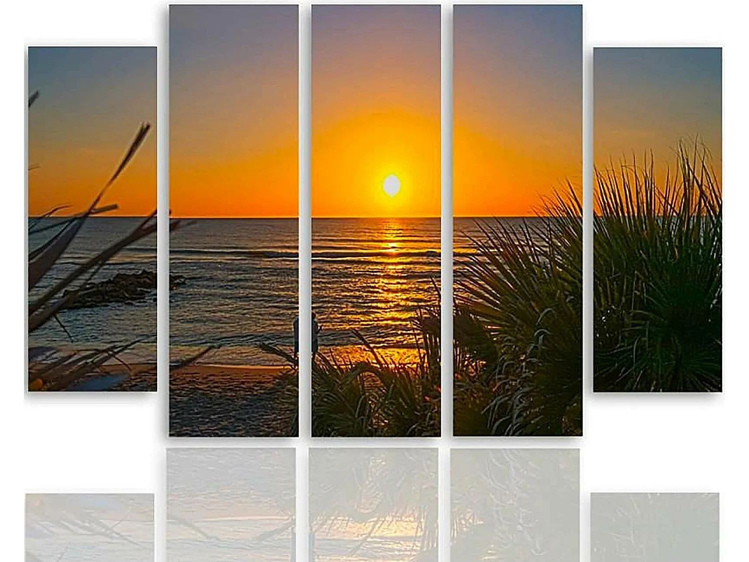 Tableau coucher de soleil sur la plage 2 - 200 x 100 cm