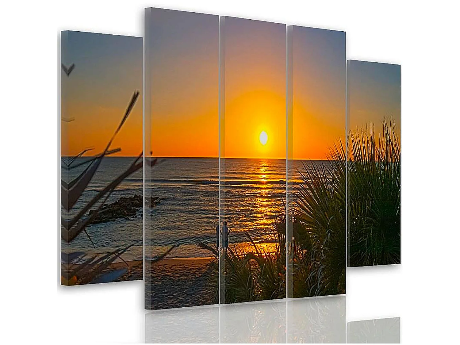 Tableau coucher de soleil sur la plage 2 - 200 x 100 cm