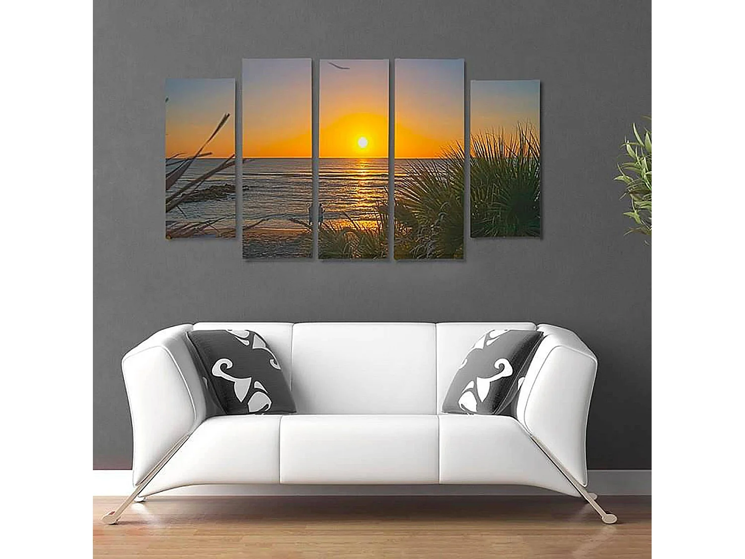 Tableau coucher de soleil sur la plage 2 - 200 x 100 cm
