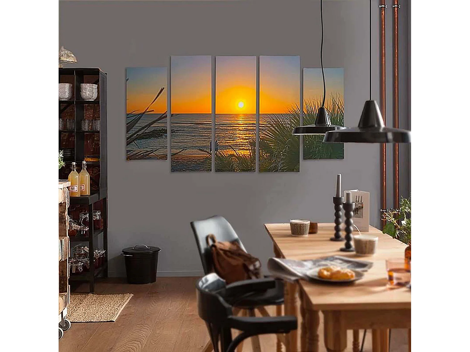 Tableau coucher de soleil sur la plage 2 - 200 x 100 cm