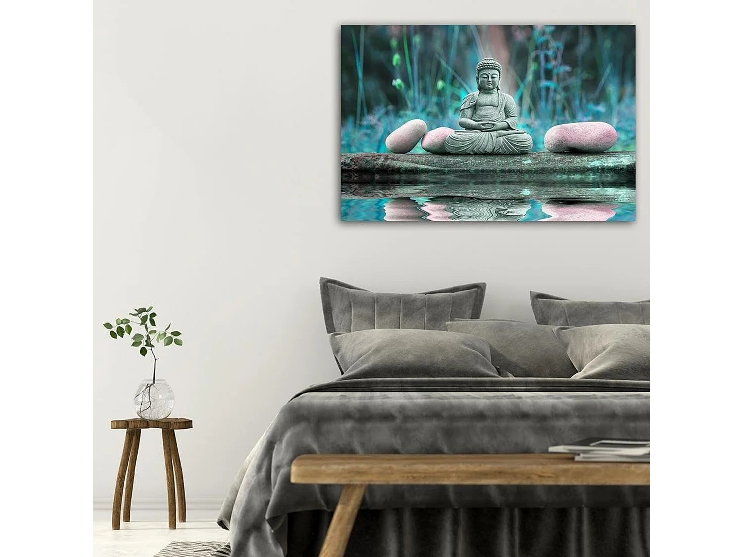 Tableau bouddha au-dessus de l'eau - 90 x 60 cm