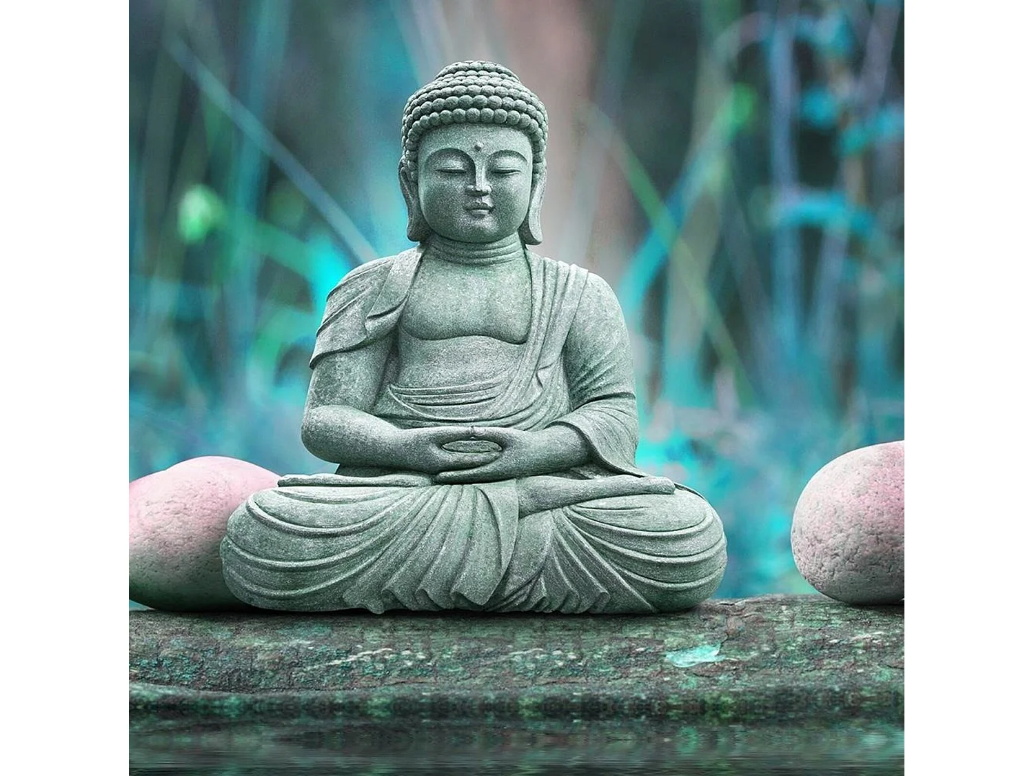 Tableau bouddha au-dessus de l'eau - 90 x 60 cm