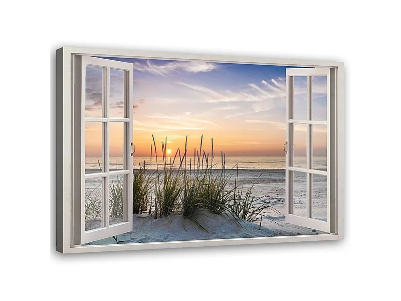 Tableau fenêtre sur la plage - 60 x 40 cm