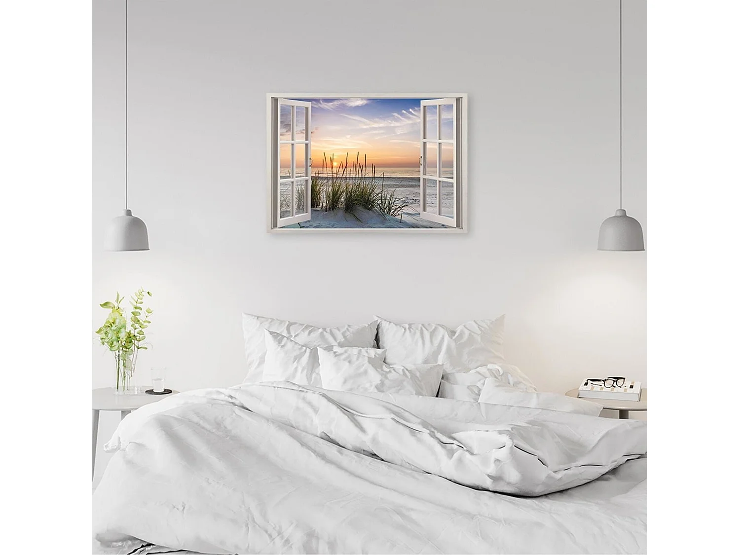 Tableau fenêtre sur la plage - 60 x 40 cm