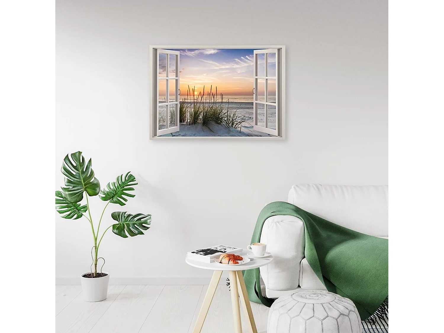 Tableau fenêtre sur la plage - 60 x 40 cm