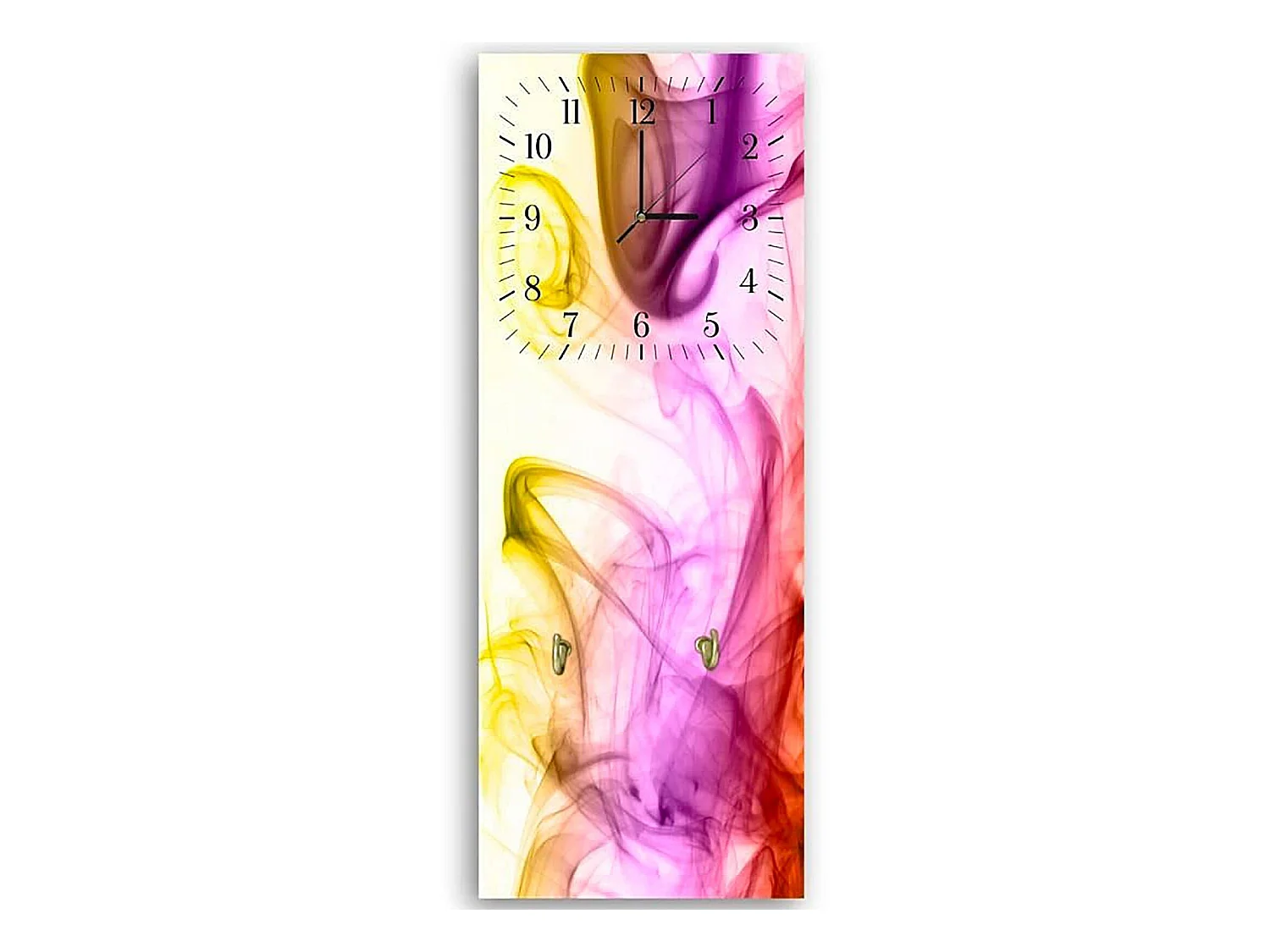 Horloge Murale Colorée avec Patères pour Fixation Facile - 40 x 118 cm
