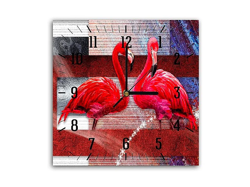 Horloge Murale Élégante avec Flamants Roses - 40 x 40 cm