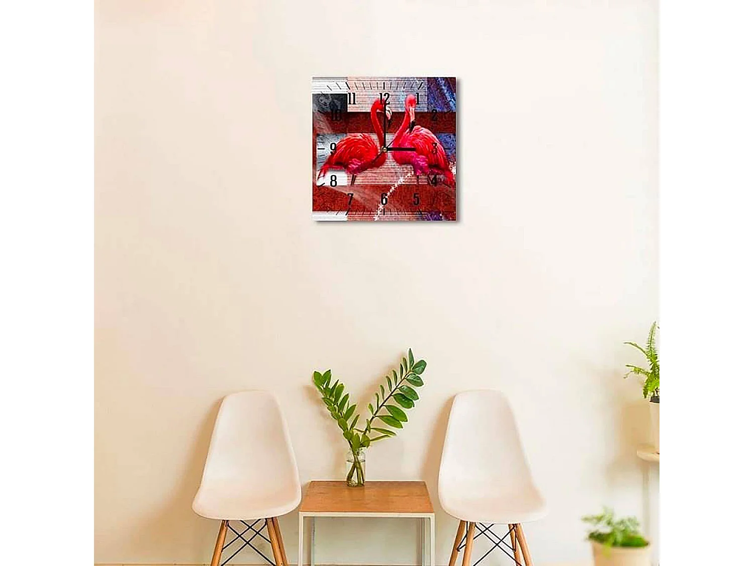 Horloge Murale Élégante avec Flamants Roses - 40 x 40 cm