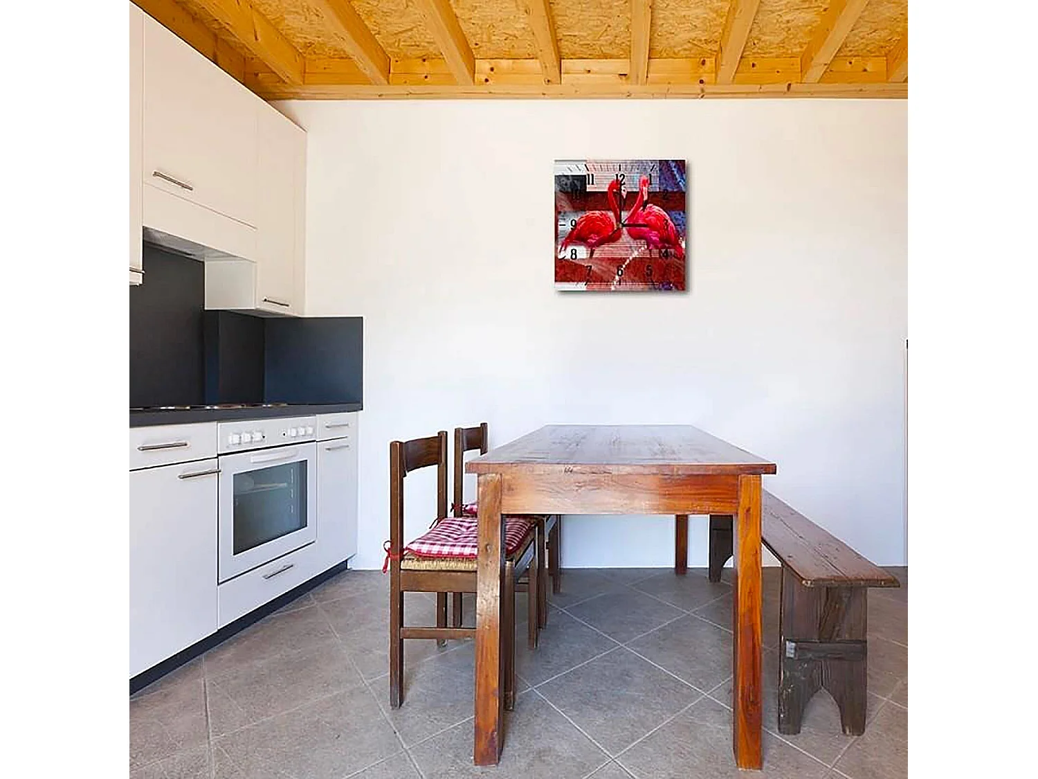 Horloge Murale Élégante avec Flamants Roses - 40 x 40 cm