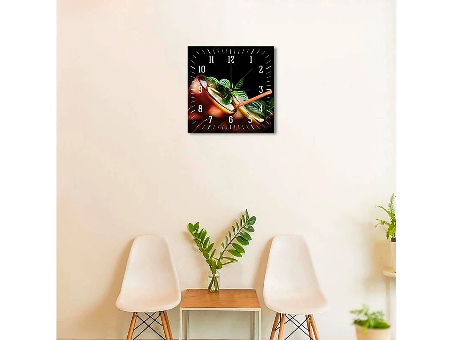 Horloge Cocktail Citronné: Décoration Fraîche et Tendance - 60 x 60 cm