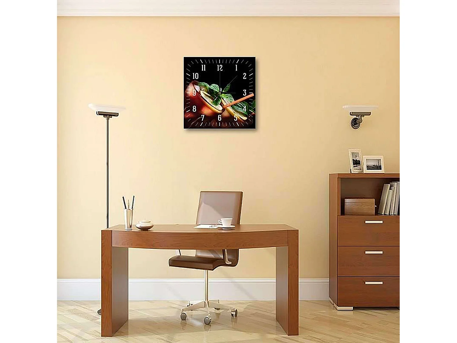 Horloge Cocktail Citronné: Décoration Fraîche et Tendance - 60 x 60 cm