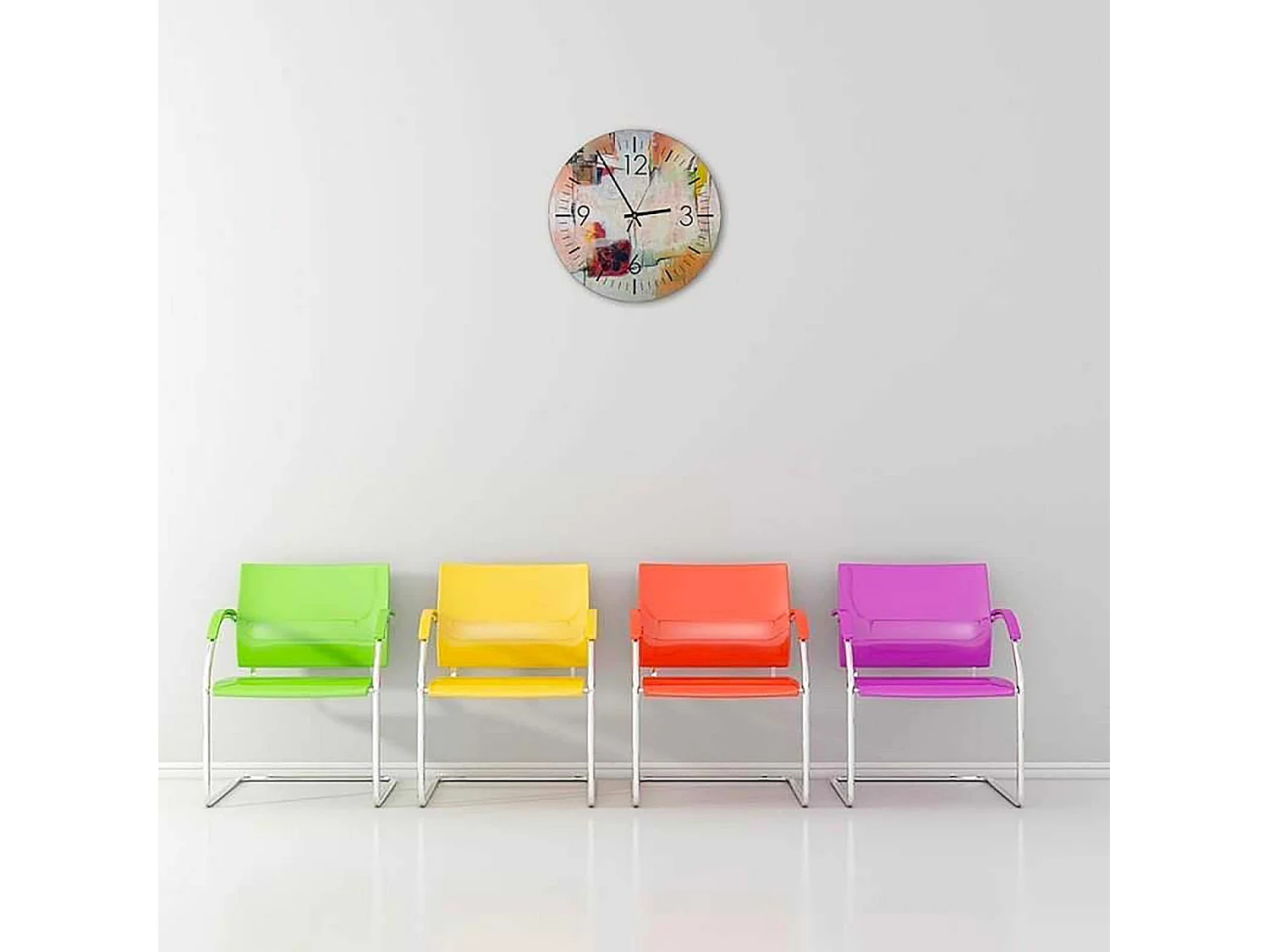 Horloge Murale Design Abstrait Coloré et Élégant - 60 x 60 cm