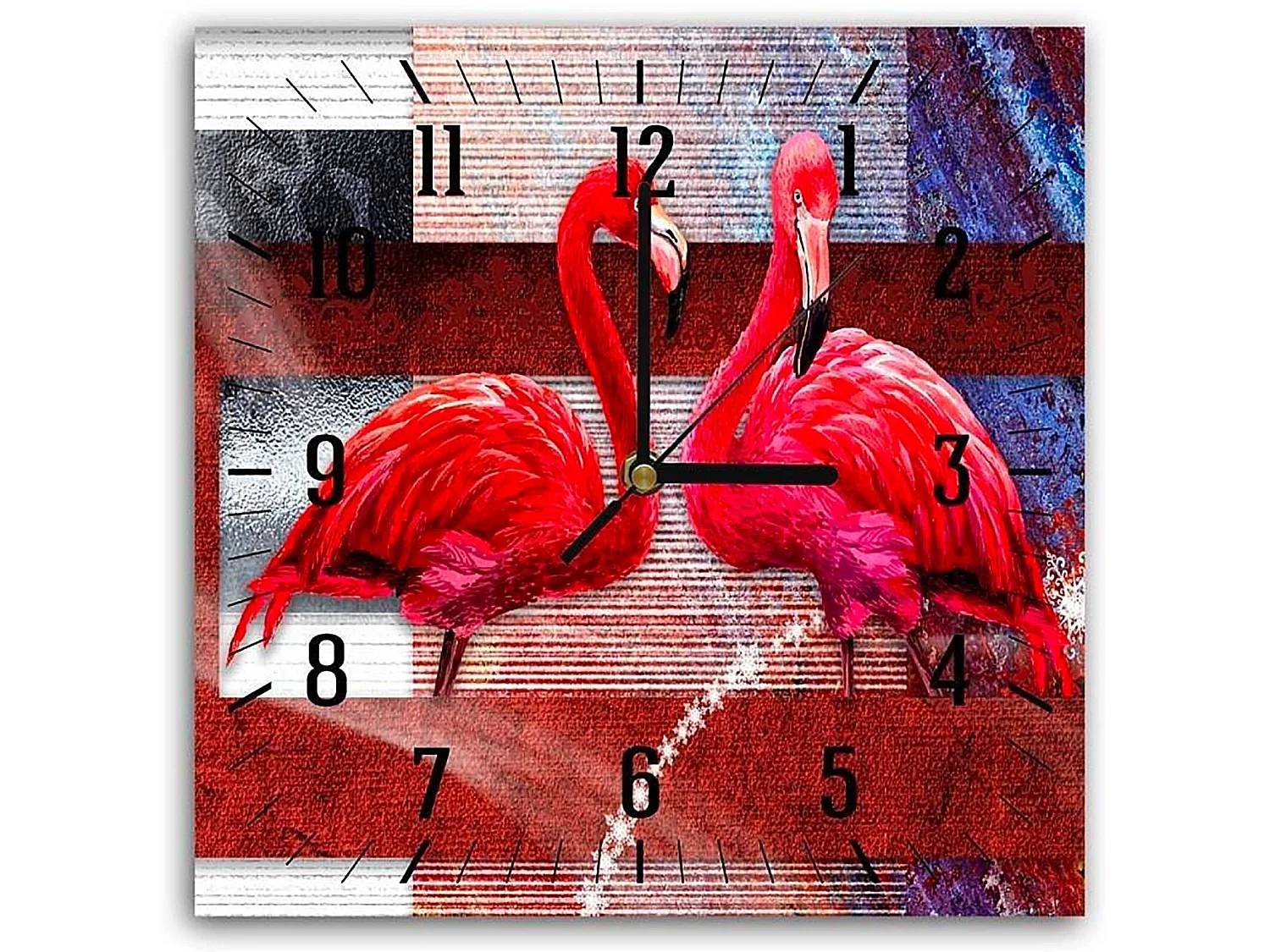 Horloge Murale Élégante avec Flamants Roses - 50 x 50 cm