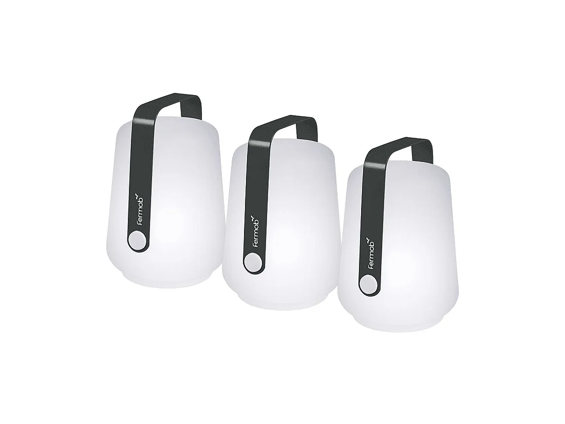 Set monocromático de 3 lámparas de exterior portátiles BALAD de 12cm color ANTHRACITE