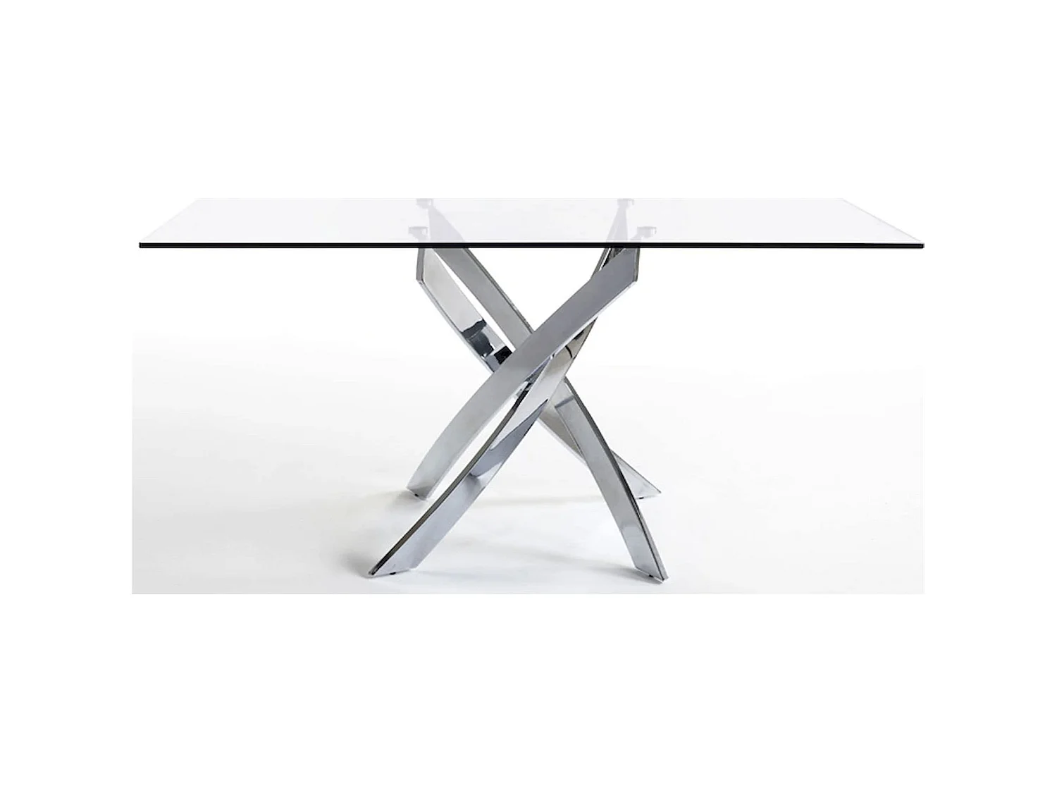 Table à manger base acier inoxydable plateau verre trempé