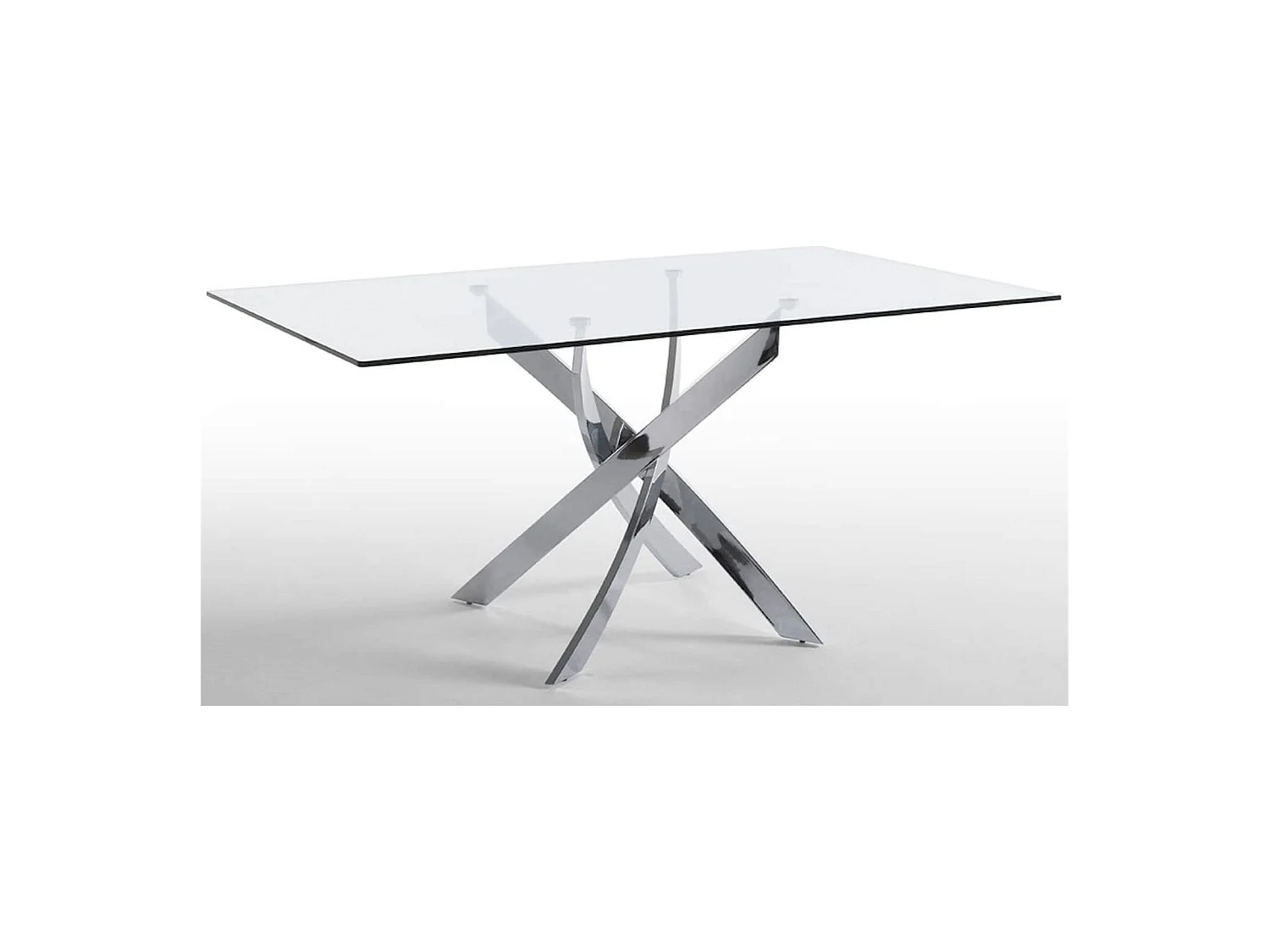 Table à manger base acier inoxydable plateau verre trempé