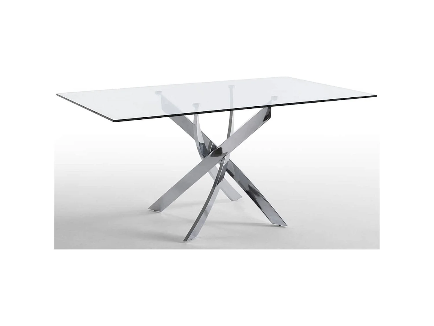 Table à manger base acier inoxydable plateau verre trempé