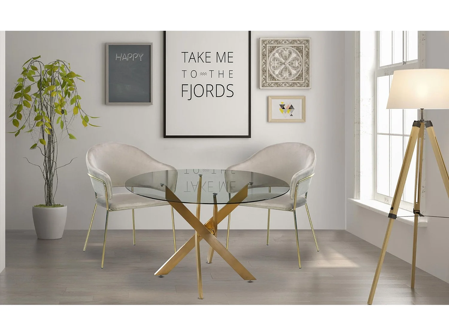 Table de Repas Ronde Design "Rixa" 120cm Or