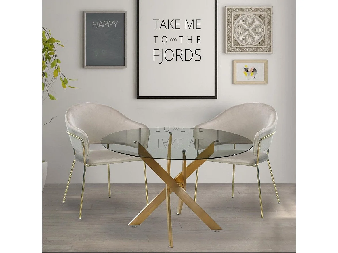 Table de Repas Ronde Design "Rixa" 120cm Or