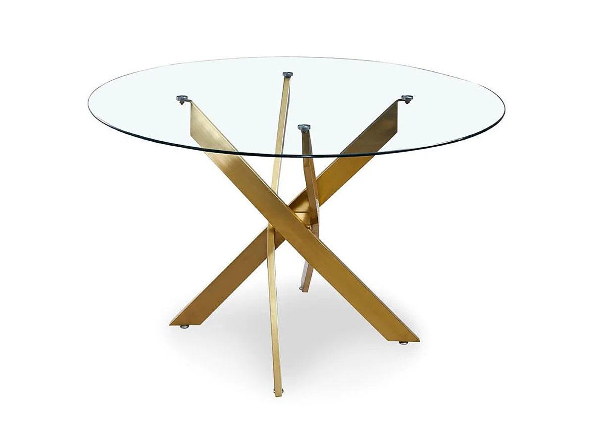 Table ronde en verre Corix pieds Or