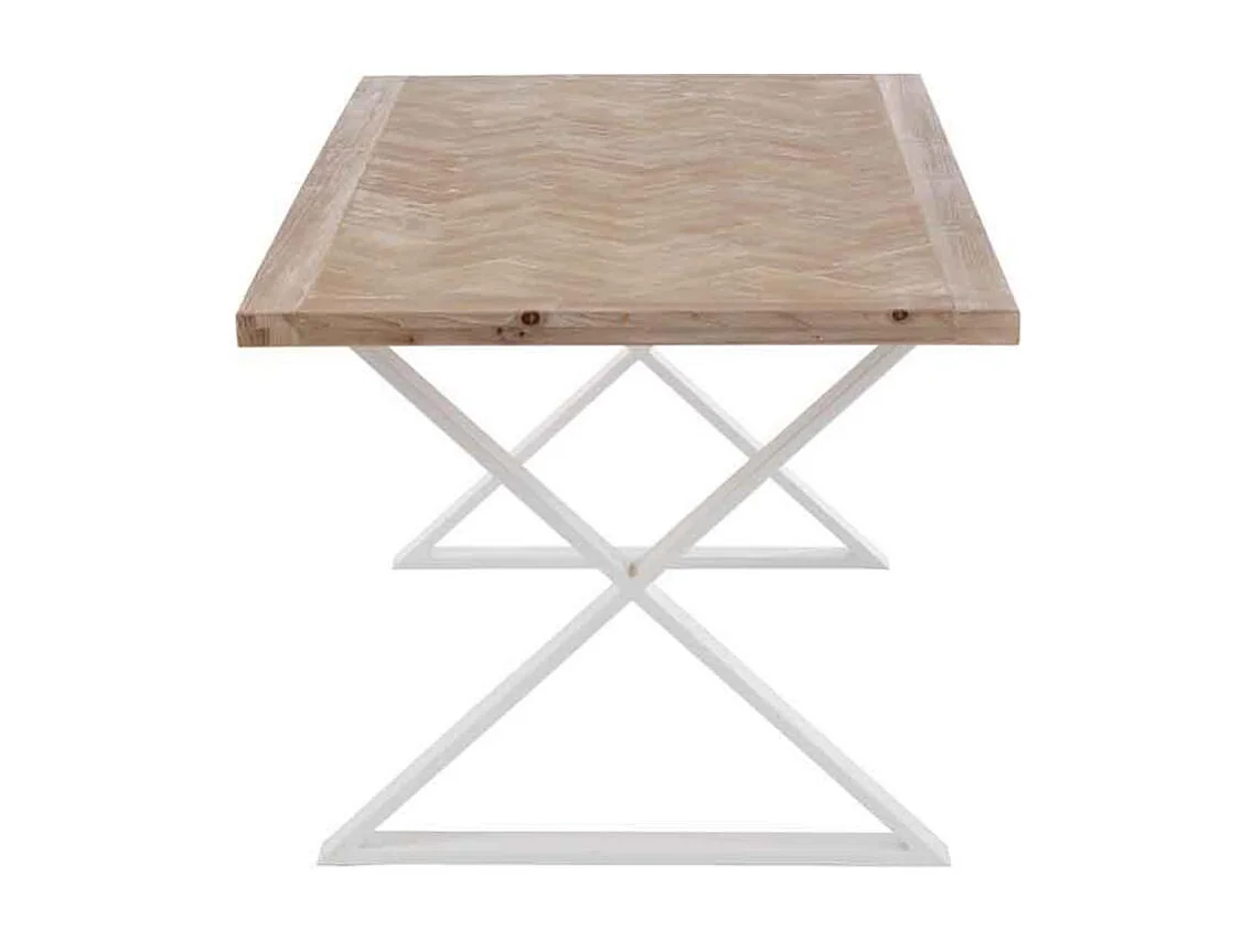 Dupond witte natuurlijk houten zigzag eettafel L 200 cm