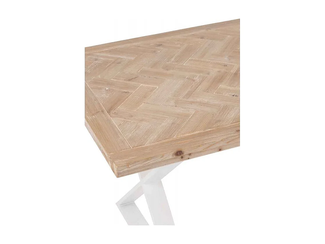 Dupond witte natuurlijk houten zigzag eettafel L 200 cm