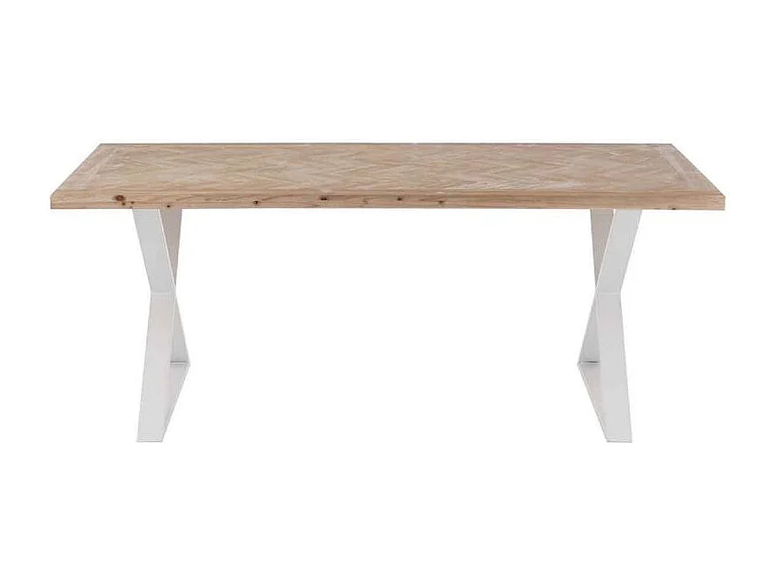 Table de Repas "Miraza" 200cm Naturel & Blanc