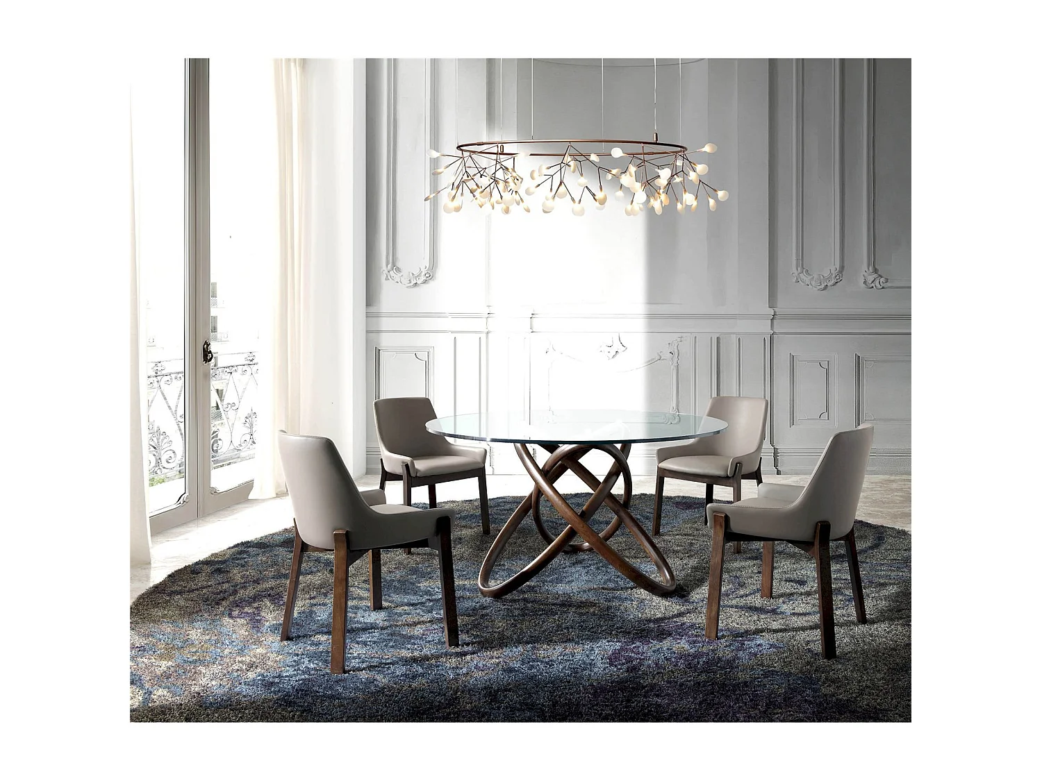 Table bois massif plateau en verre trempé