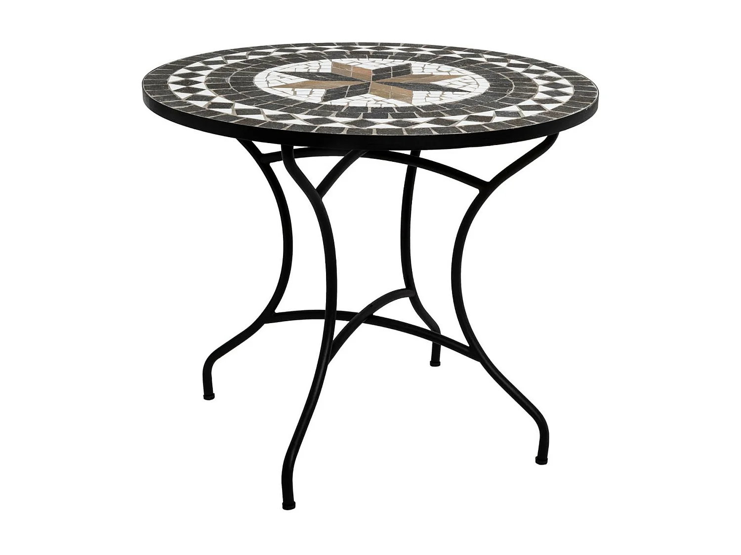 Table de Repas Ronde Mosaïque "Kipos" 90cm Noir