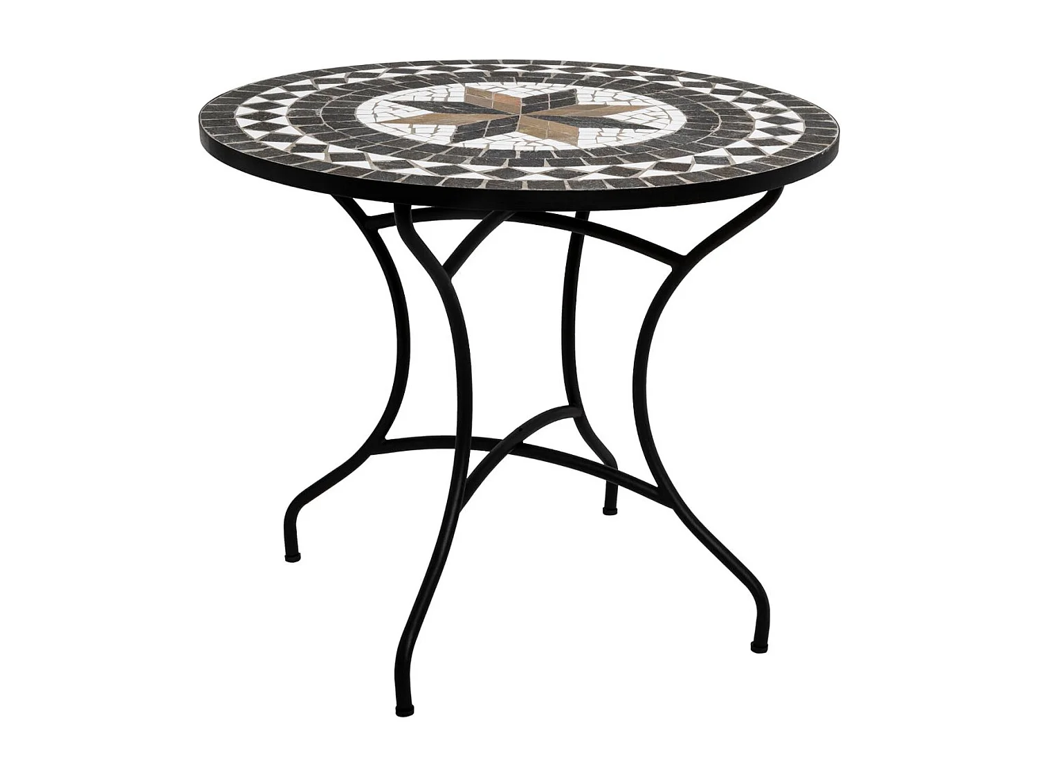 Table de Repas Ronde Mosaïque "Kipos" 90cm Noir