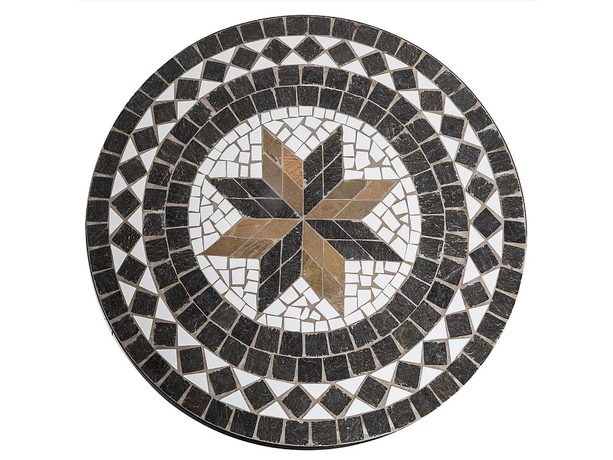 Table de Repas Ronde Mosaïque "Kipos" 90cm Noir