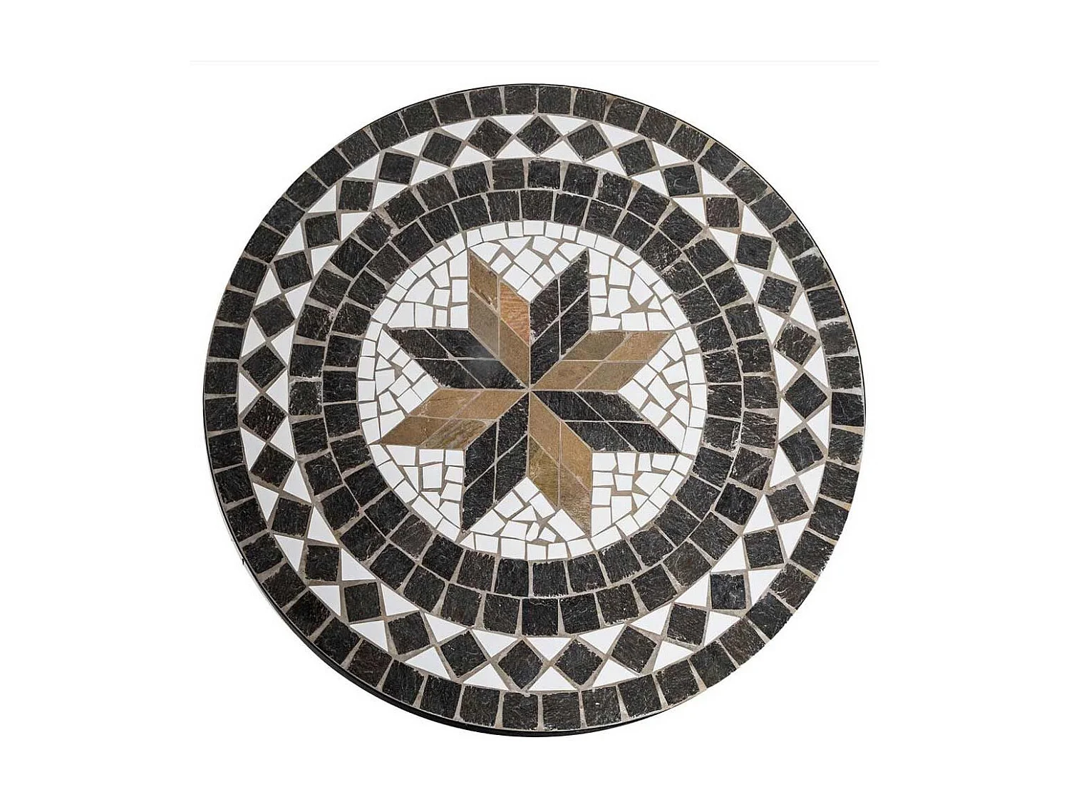 Table de Repas Ronde Mosaïque "Kipos" 90cm Noir