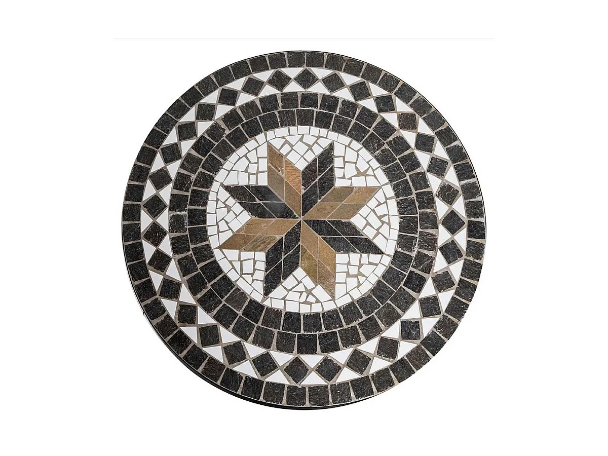 Table de Repas Ronde Mosaïque "Kipos" 90cm Noir