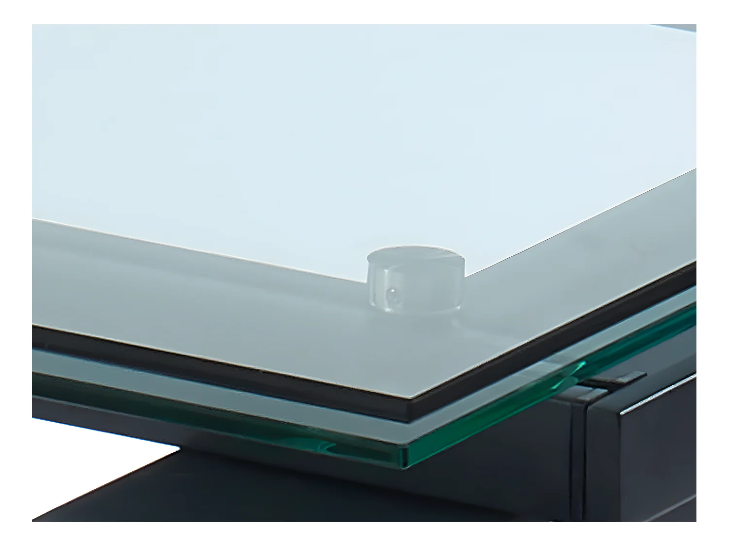 Table à manger extensible 8 à 10 personnes en verre trempé et métal noir - Transparent - LUBANA