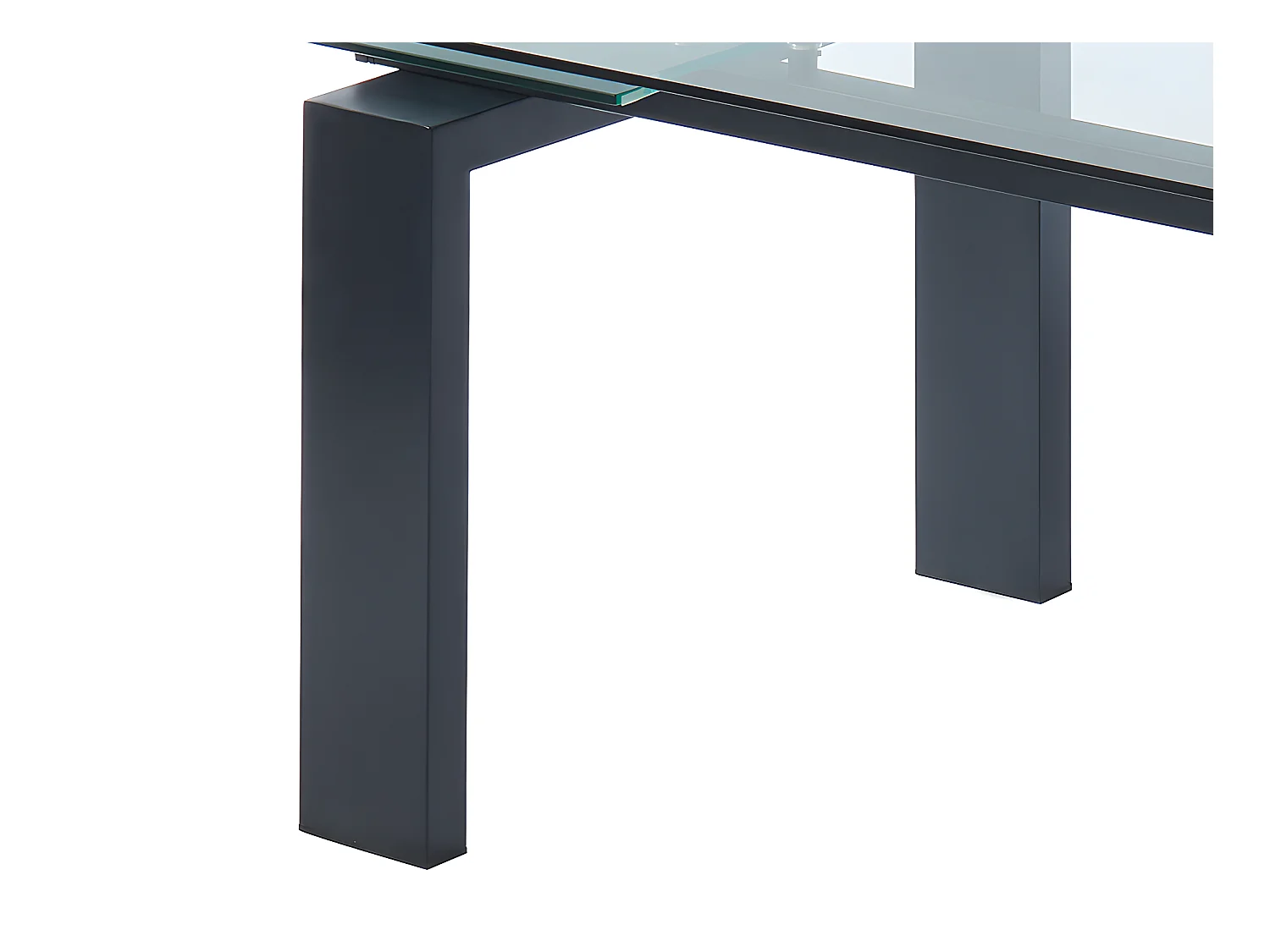 Table à manger extensible 8 à 10 personnes en verre trempé et métal noir - Transparent - LUBANA