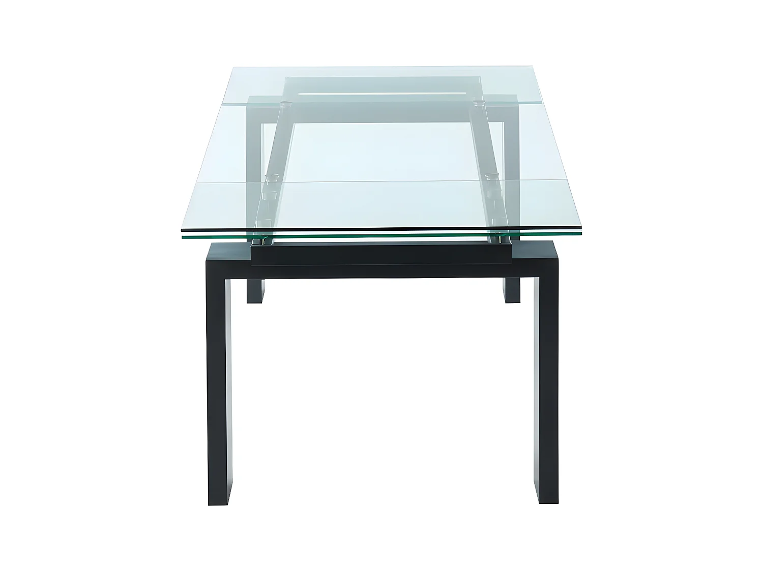 Table à manger extensible 8 à 10 personnes en verre trempé et métal noir - Transparent - LUBANA
