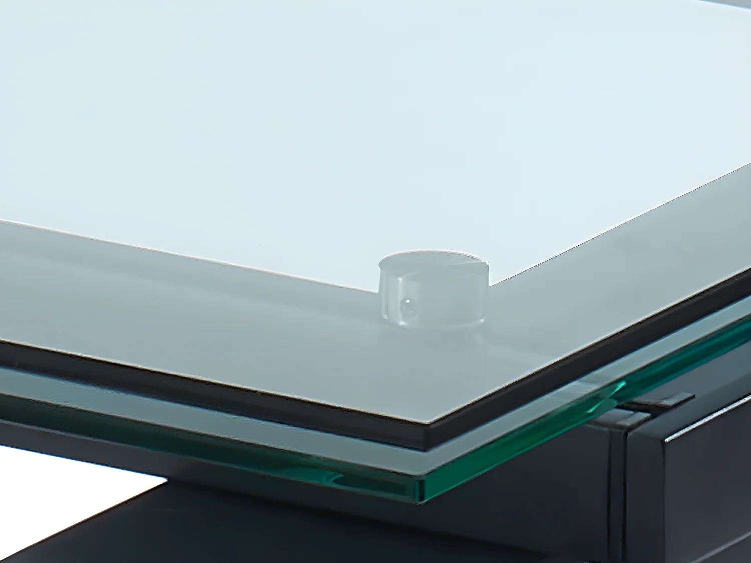 Förlängningsbart matbord för 8 till 10 personer i härdat glas och svart metall - Transparent - LUBANA