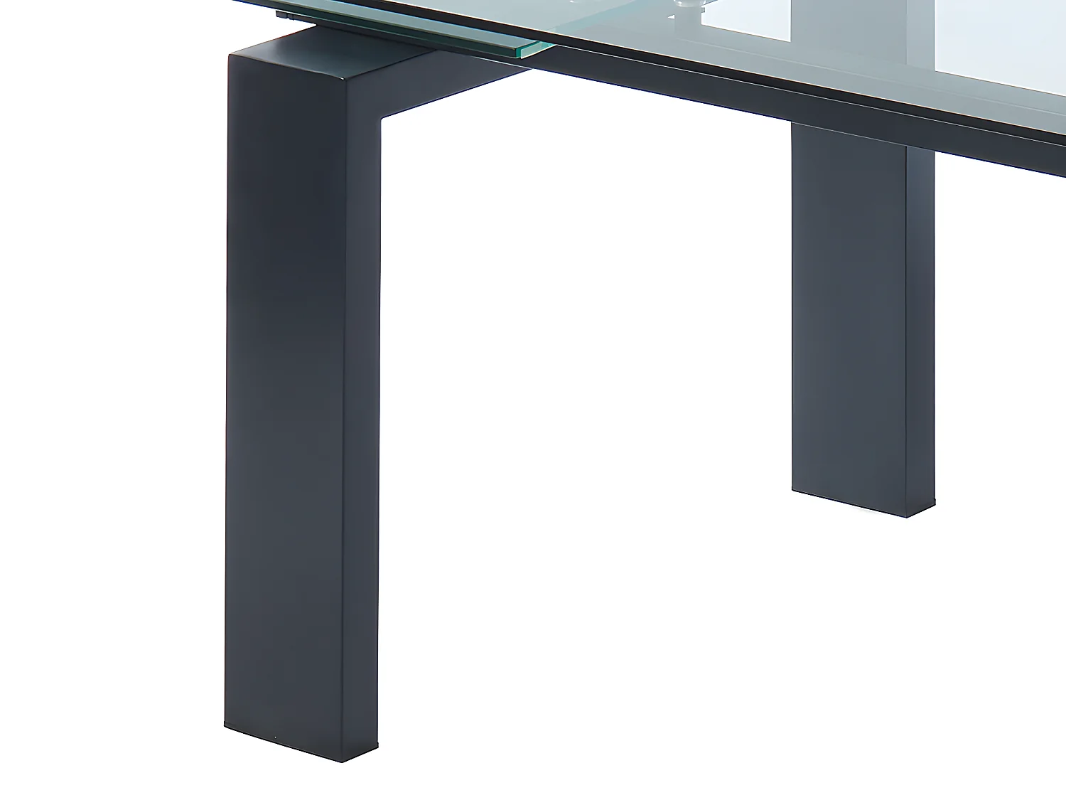 Förlängningsbart matbord för 8 till 10 personer i härdat glas och svart metall - Transparent - LUBANA
