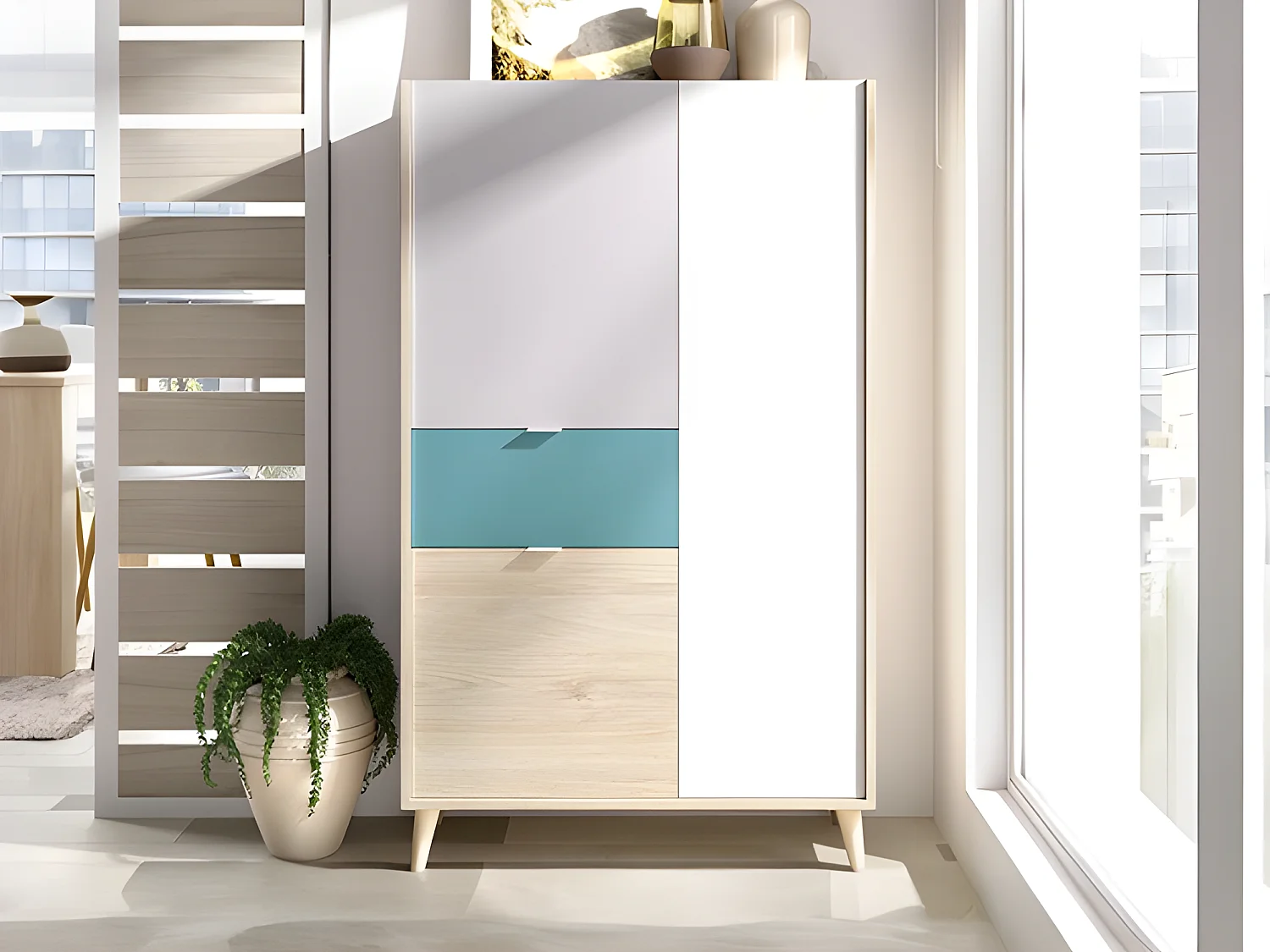 Buffet haut BICA - 3 portes 1 tiroir - Multicolore