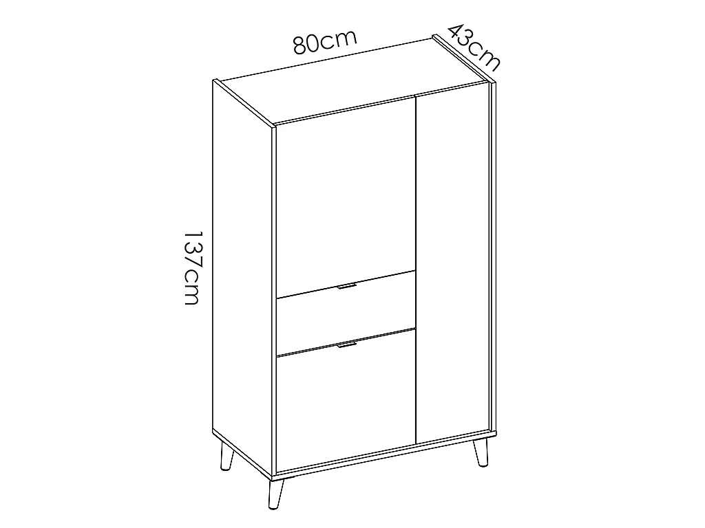 Buffet haut BICA - 3 portes 1 tiroir - Multicolore