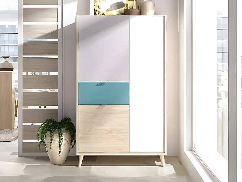 Buffet haut BICA - 3 portes 1 tiroir - Multicolore