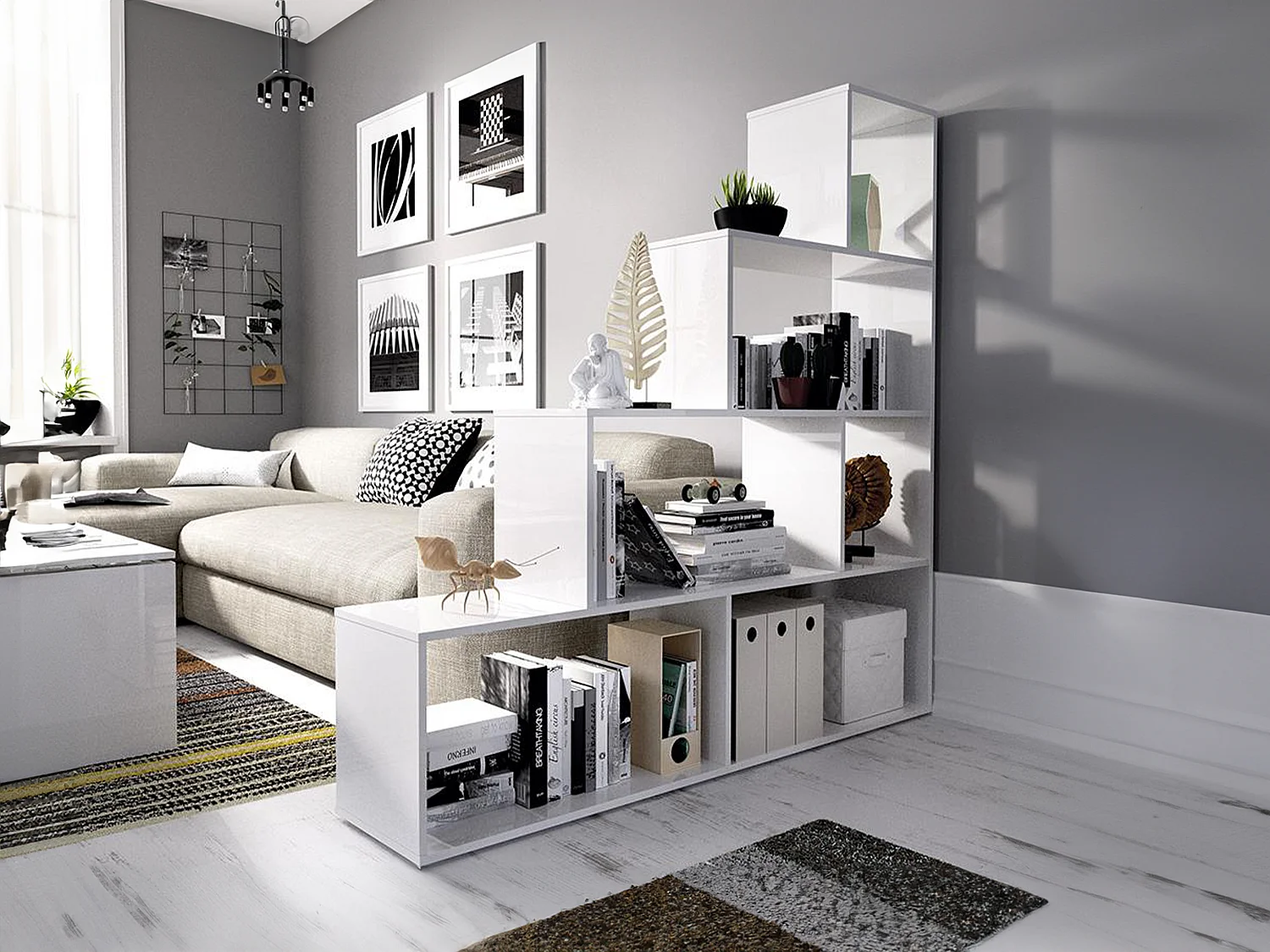 Kast RAJA - 6 niveaus - Kleur: wit