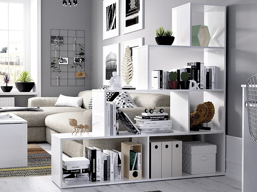 Kast RAJA - 6 niveaus - Kleur: wit