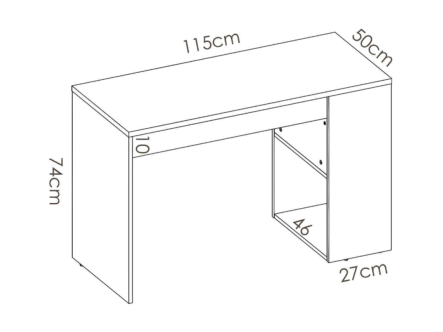 Bureau met opbergruimte INES - Kleuren: eiken en wit